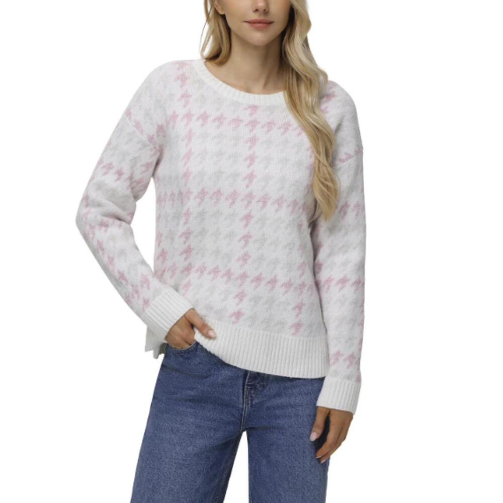 525 America Cozy Pink Sparkle & White Knit Sweater - Size - Small